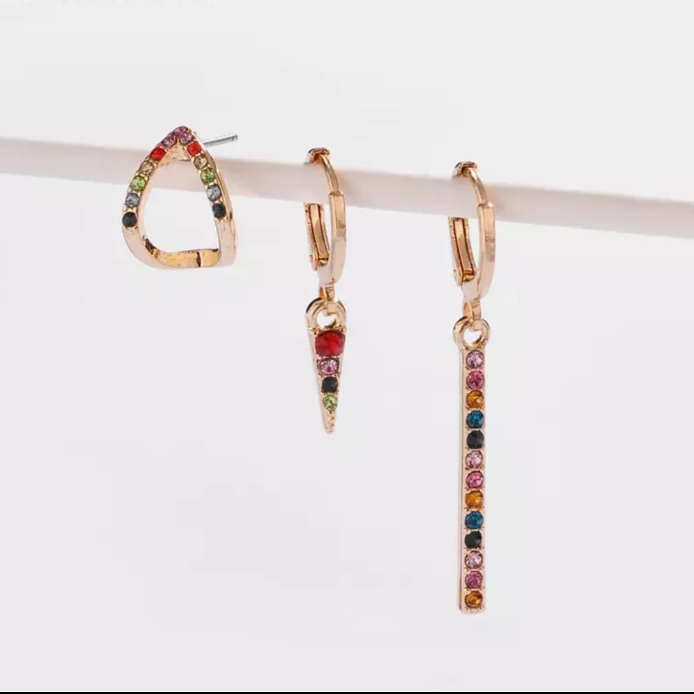 • Callie • 3 pc. Asymmetrical Earring Set - Picture 2 of 2